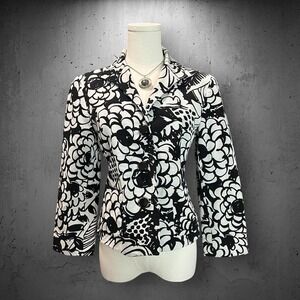 Lafayette 148 New York Quiet Luxury Designer Abstract Floral Blazer Jacket